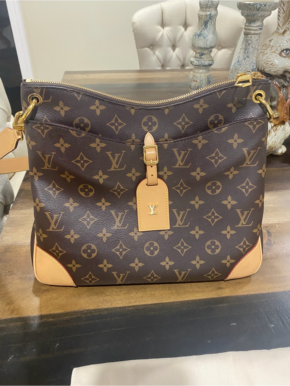 Louis Vuitton Odeon NM MM Monogram Canvas Shoulder Bag with Vachetta Accents